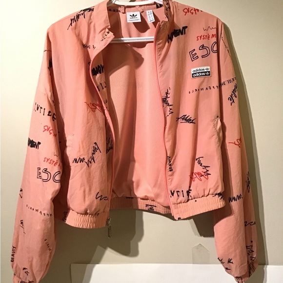 ADIDAS pink RYV collab graffiti print womens windbreaker track jacket - Picture 9 of 11
